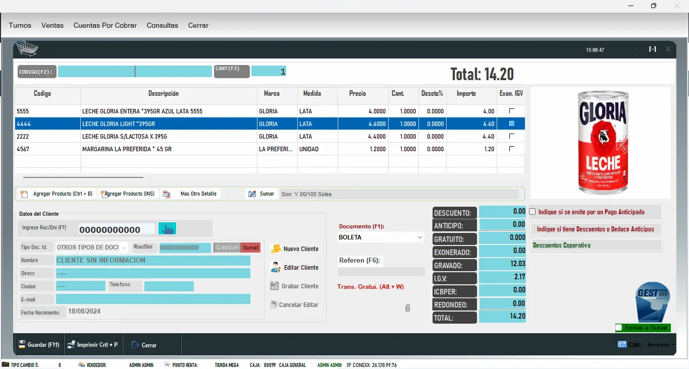 Módulo de ventas del ERP